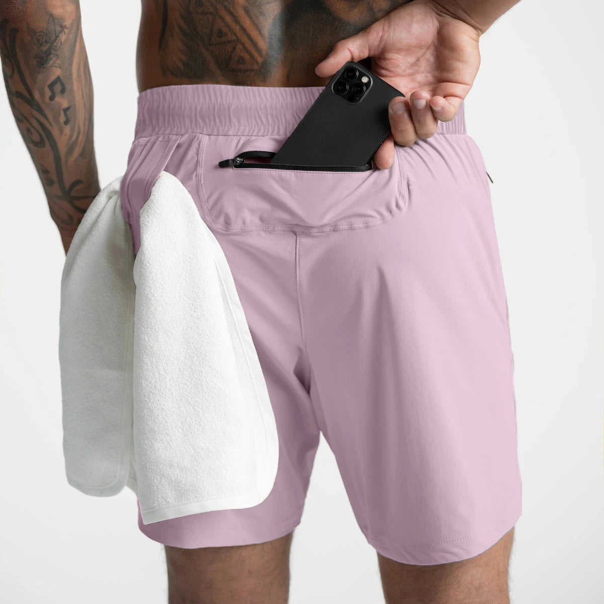 Pantalón corto deportivo liso Zest Market color rosa para hombre
