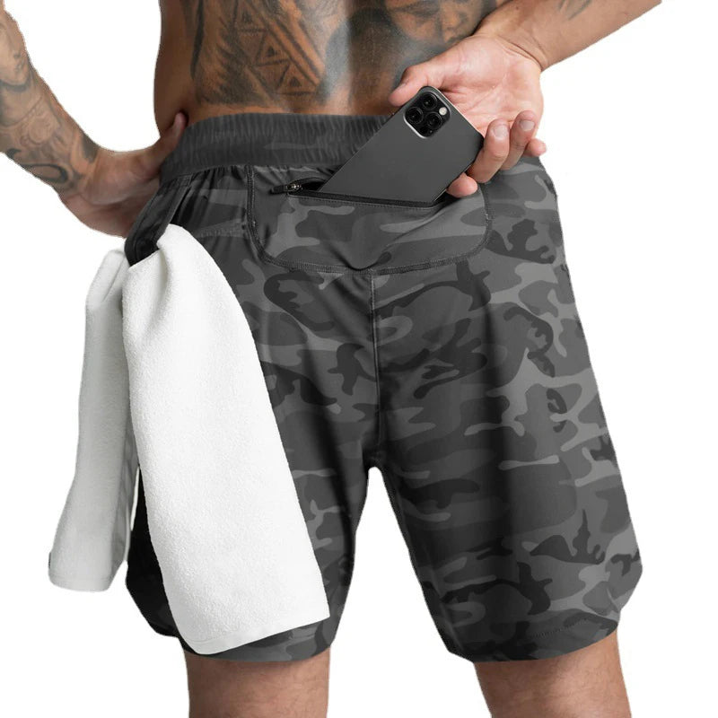 Pantalón corto deportivo liso Zest Market color gris camuflaje para hombre