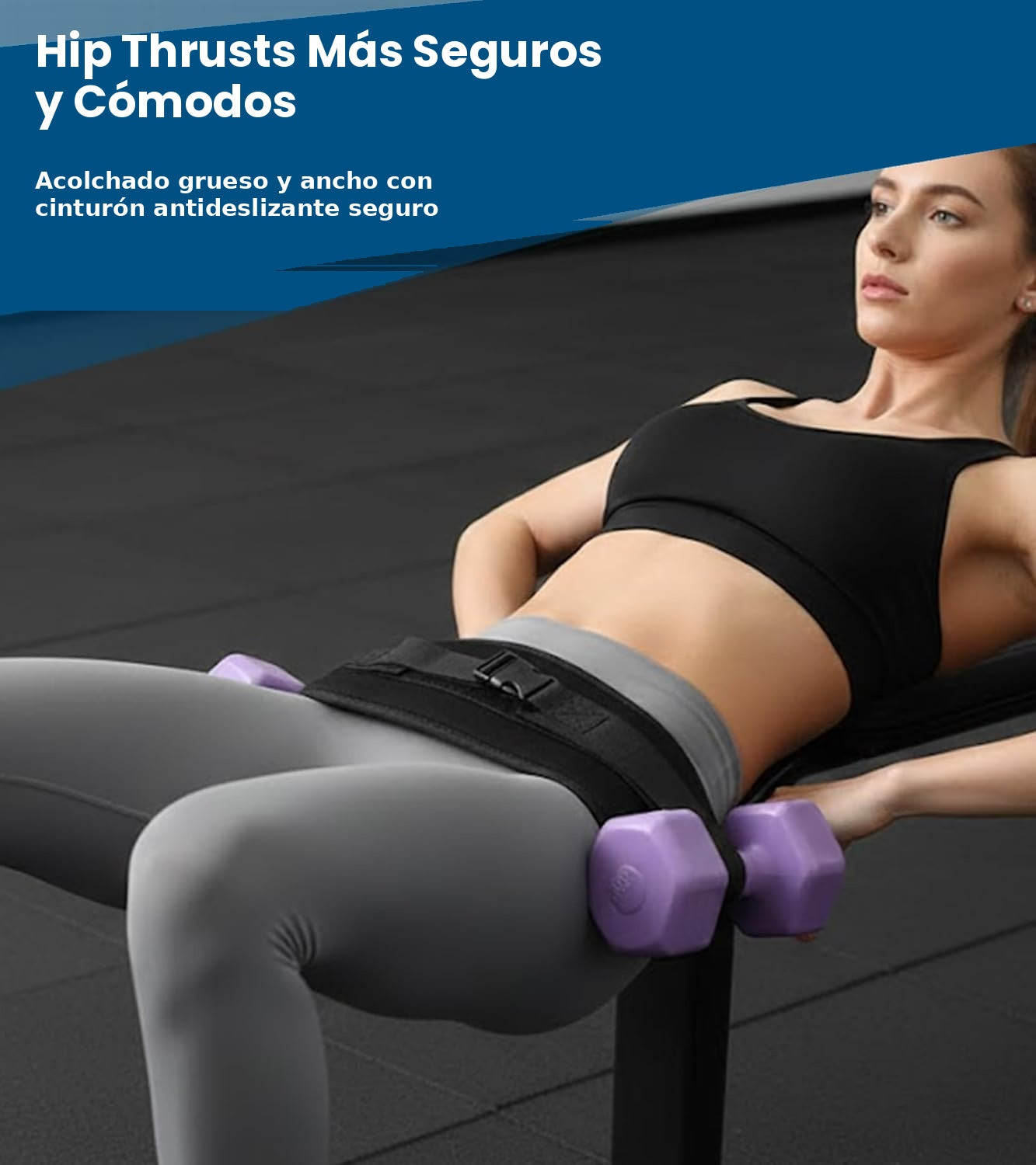 Cinturón Hip Thrust Zest Market con acolchado grueso y cierre antideslizante